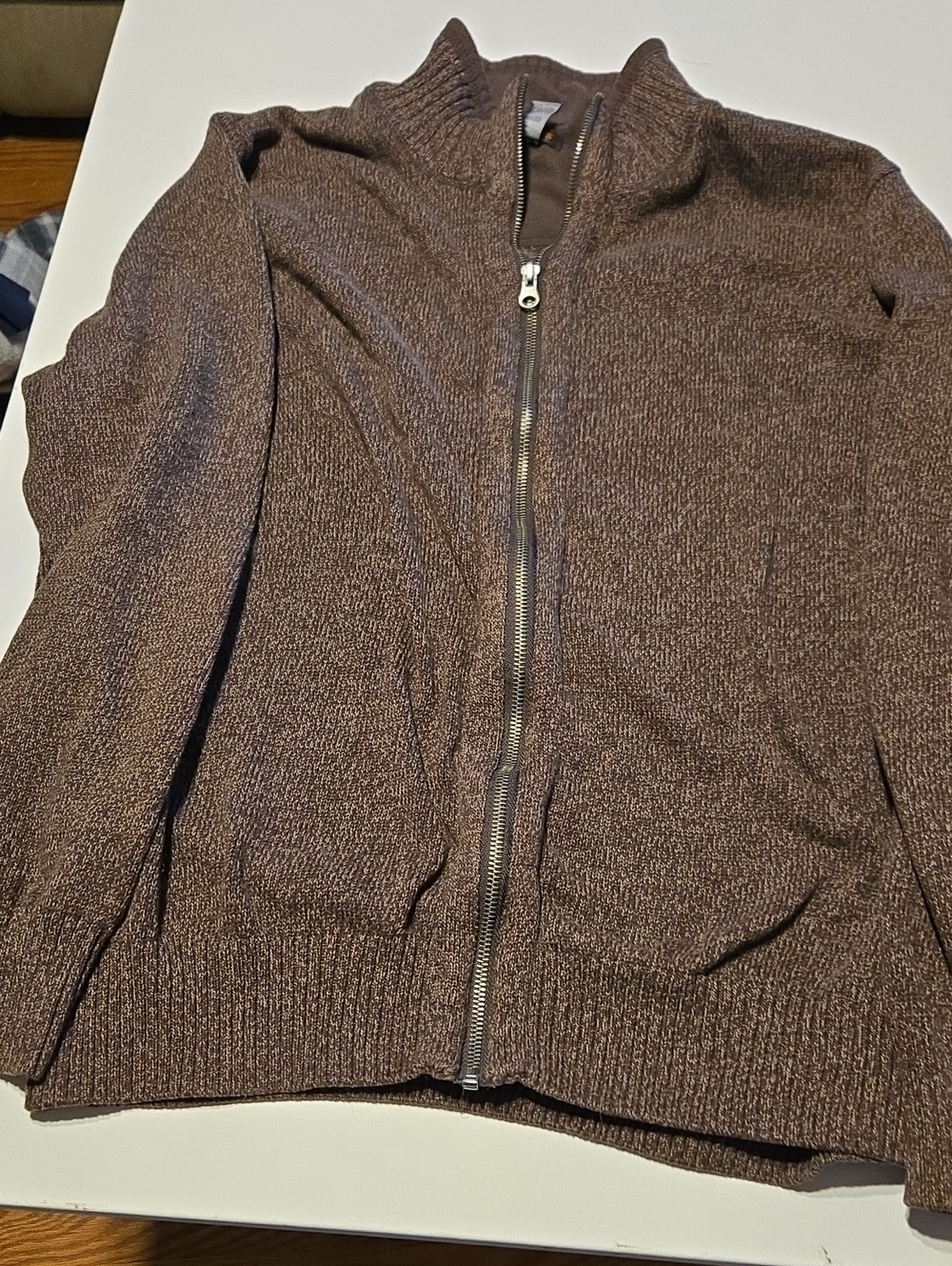 Dockers Men's Brown Zip-Up Knit Sweater